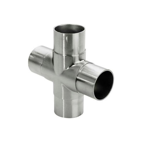 Lavi Industries Lavi Industries, Flush Cross Fitting, for 2" Tubing, Satin Stainless Steel 44-736/2 - main